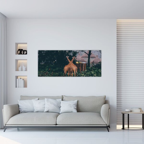 Tablou cu două girafe (120x50 cm)