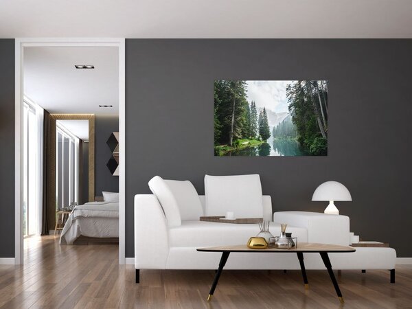 Tablou lacului în pădure (90x60 cm)
