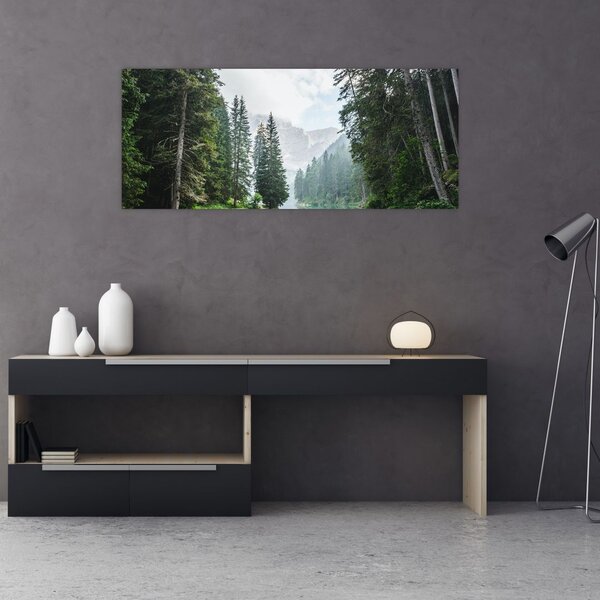 Tablou lacului în pădure (120x50 cm)