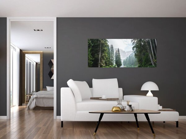 Tablou lacului în pădure (120x50 cm)