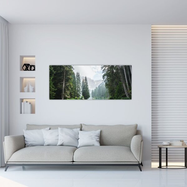 Tablou lacului în pădure (120x50 cm)