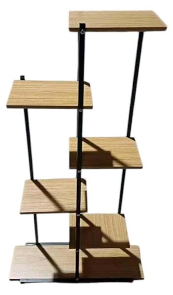 Suport pentru ghivece de flori si plante, raft modern, negru și maro, JollyMag, SZ16JBR, 113x60x20cm