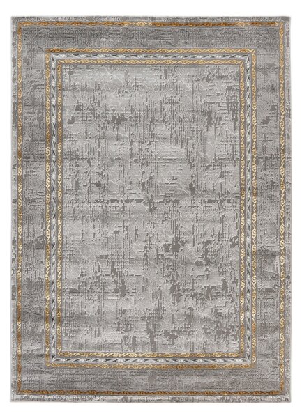 Covor MARMARIS 404, 80x150 cm, forma dreptunghiulara, fibre sintetice, gri/auriu