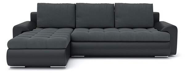 TOKIO VI canapea colțar extensibil, stânga, culoare - gri închis / negru