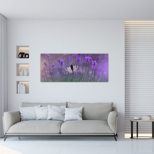 Tablou - fluture în lavandă (120x50 cm)