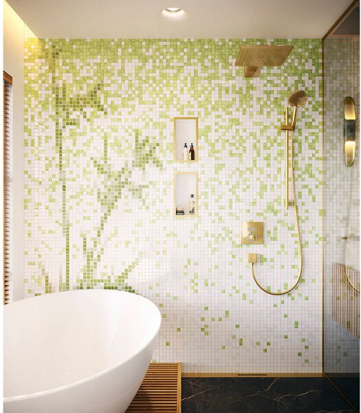 Baterie de dus, Hansgrohe, ShowerSelect, termostatata, cu 2 functii, auriu lucios