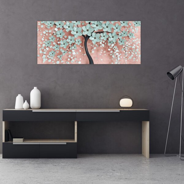 Tablou - Flori albastre în pastel (120x50 cm)