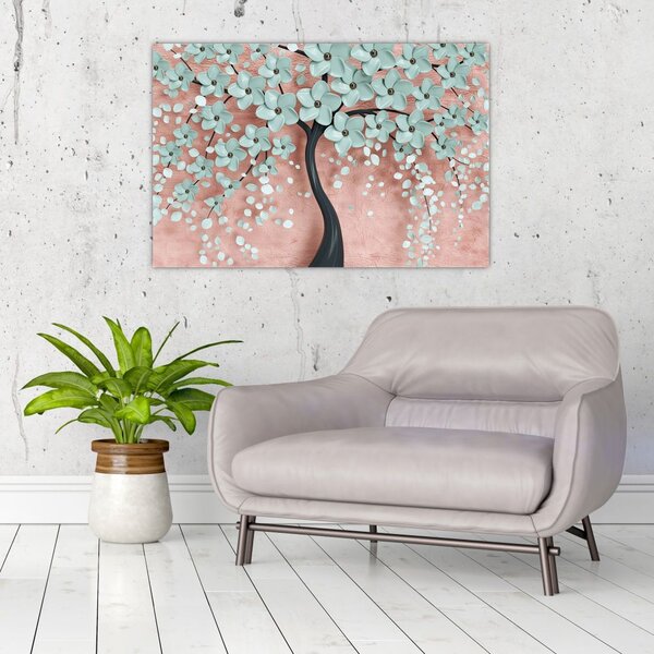 Tablou - Flori albastre în pastel (90x60 cm)