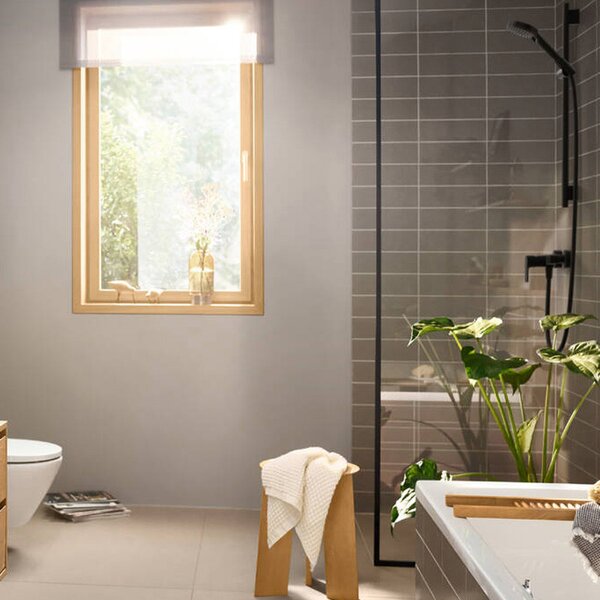 Baterie dus Hansgrohe, Rebris E, negru mat