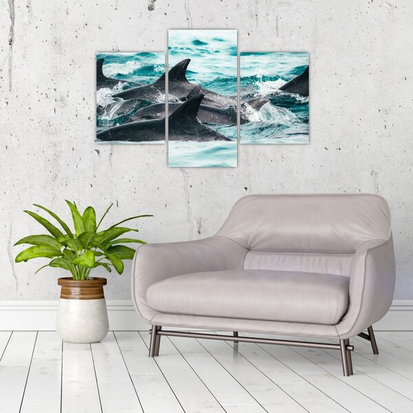 Tablou - Delfini în ocean (90x60 cm)