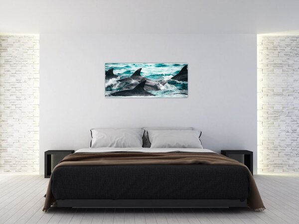 Tablou - Delfini în ocean (120x50 cm)