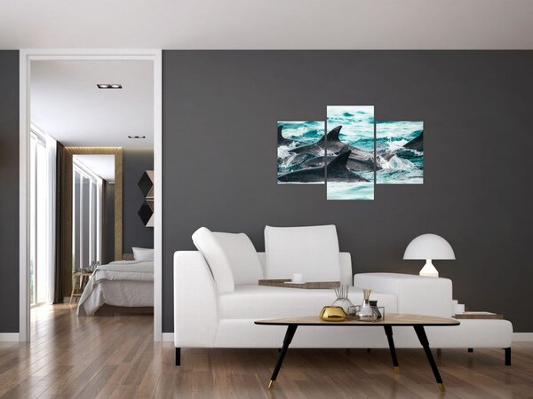 Tablou - Delfini în ocean (90x60 cm)