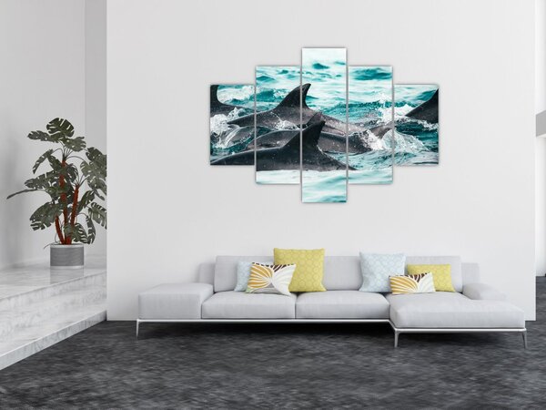 Tablou - Delfini în ocean (150x105 cm)