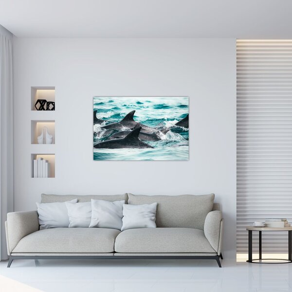 Tablou - Delfini în ocean (90x60 cm)