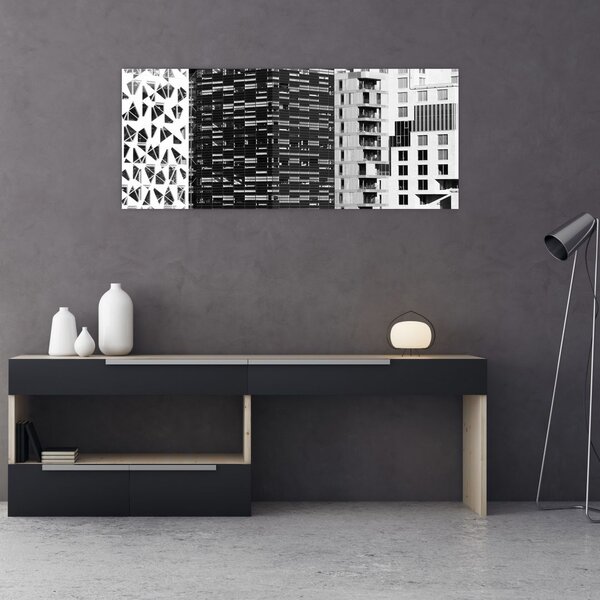 Tablou cu arhitectura alb neagră (120x50 cm)