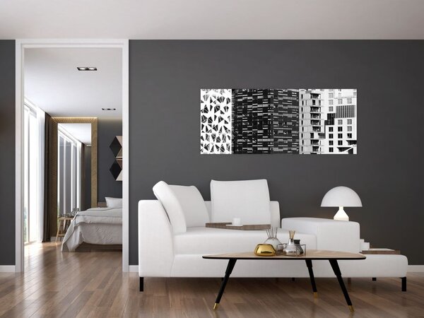 Tablou cu arhitectura alb neagră (120x50 cm)