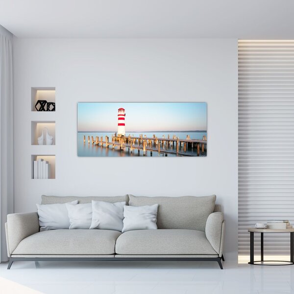 Tablou cu far la răsărit de soare (120x50 cm)