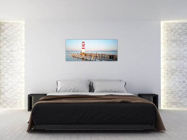 Tablou cu far la răsărit de soare (120x50 cm)