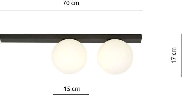 Emibig Fit lampă de tavan 2x10 W negru-opal 1124/2