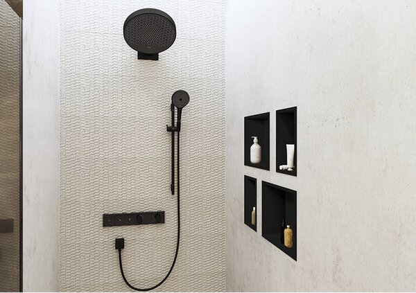 Baterie de dus, Hansgrohe, RainSelect, cu doua functii, negru mat