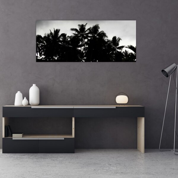 Tablou alb negru - palmieri (120x50 cm)