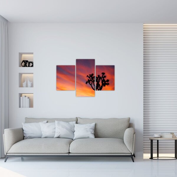 Tablou apus de soare deasupra siluetei unui copac (90x60 cm)