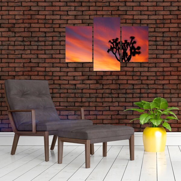 Tablou apus de soare deasupra siluetei unui copac (90x60 cm)
