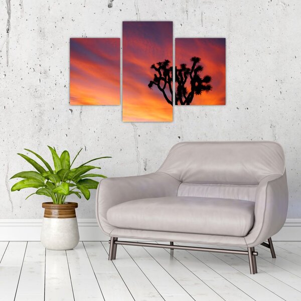 Tablou apus de soare deasupra siluetei unui copac (90x60 cm)