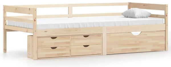 Cadru de pat cu sertare şi dulap, 90x200 cm, lemn masiv de pin