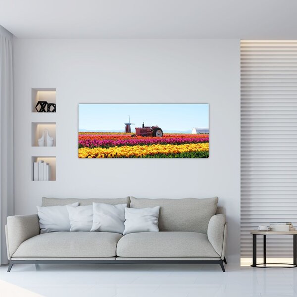 Tablou cu farma de lalele (120x50 cm)