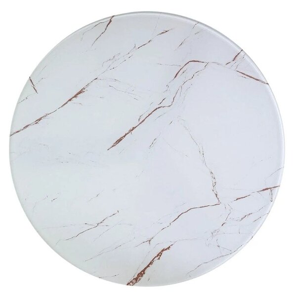 Masuta VEGA B, alb cu efect de marmura/negru/auriu, sticla/metal, 80x8