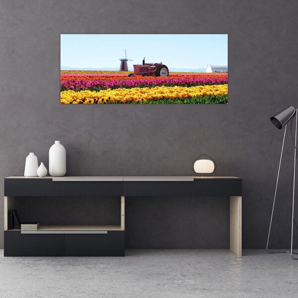 Tablou cu farma de lalele (120x50 cm)