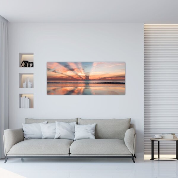 Tablou cu razele solare deasupra plajei Dayton (120x50 cm)