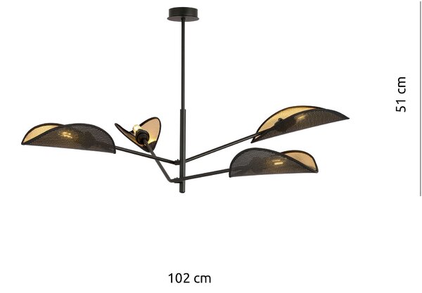 Emibig Vene lampă de tavan 4x10 W negru-auriu 1158/4