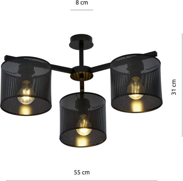 Emibig Jordan lampă de tavan 3x15 W negru 1143/3