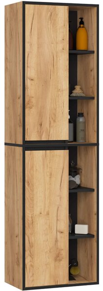 Dulap de baie Vambos W50 2D 6P (stejar artizanal + negru). Promo -18%. 1152101