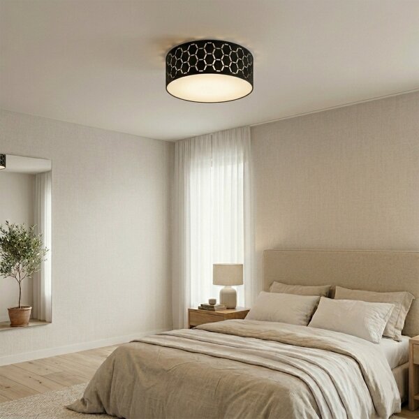 Plafonieră ULLE 1xE27/15W/230V diametru 35 cm neagră