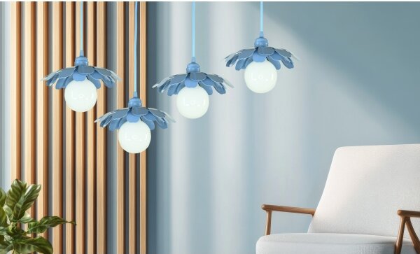Bohemia-Design - Lustră suspendată pe cablu, 1xE27/60W/230V, albastră