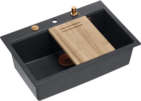 Quadron Marc chiuveta graniteq 76x50 cm negru HQM7650U8_PVDC1