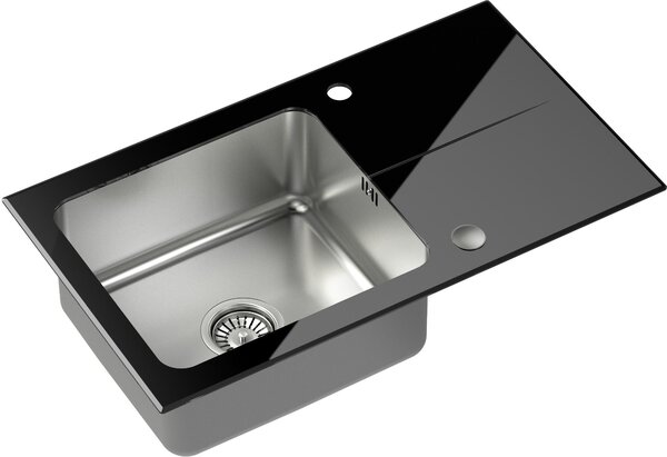 Quadron Hugh chiuvetă sticlă-oțel 77x44 cm negru ST3577SC1BS