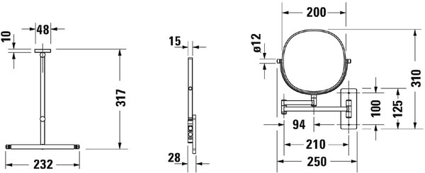 Duravit D-Code oglindă cosmetică 20x20 cm rotunde crom 0099121000