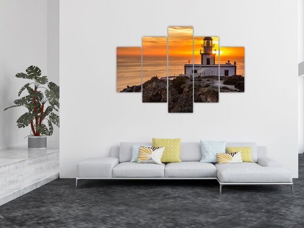 Tablou cu far în apus de soare (150x105 cm)