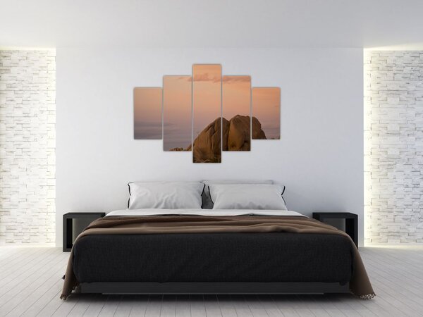 Tablou cuu apus de soare în stânci (150x105 cm)