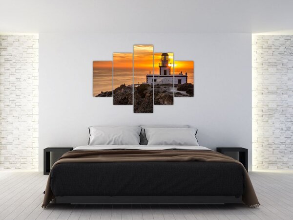 Tablou cu far în apus de soare (150x105 cm)