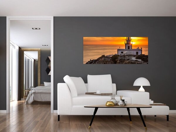 Tablou cu far în apus de soare (120x50 cm)