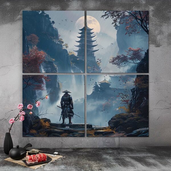 DUBLEZ | Tablou din lemn – Samurai în munți | Imprimare UV premium