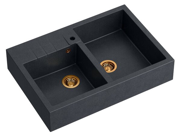 Quadron Bill chiuveta graniteq 90x62 cm negru HCQB9062U8_PVDC1
