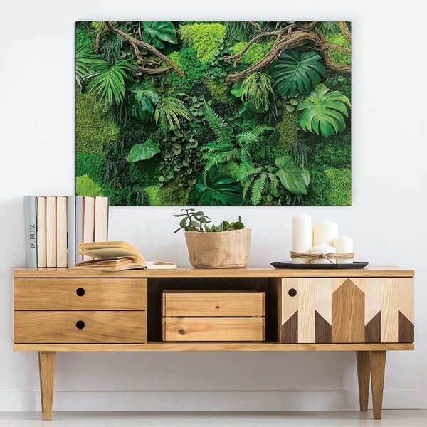 DUBLEZ | Tablou din lemn cu efect de mușchi - Monstera | Imprimare UV premium