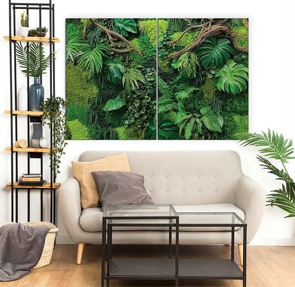DUBLEZ | Tablou din lemn cu efect de mușchi - Monstera | Imprimare UV premium