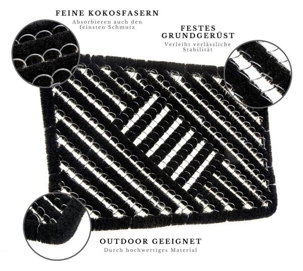 Covoraș de intrare din fibre de nucă de cocos 40x60 cm Coco Black – Hanse Home